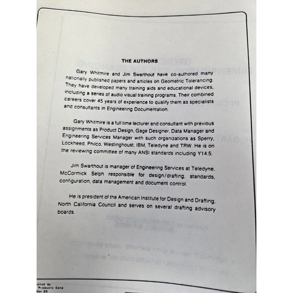 Geometric Dimensioning and Tolerancing Workbook 1984